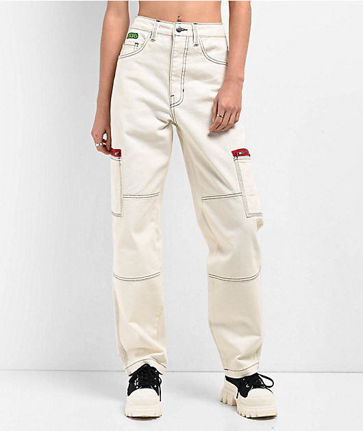 Empyre Tori White Zip Cargo Skate Jeans