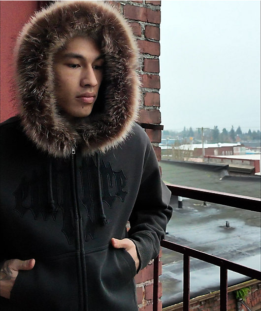 Empyre Transplant Faux Fur Black Zip Hoodie | Zumiez