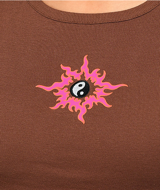 Empyre Trish Baby Yin Yang Brown Crop T-Shirt