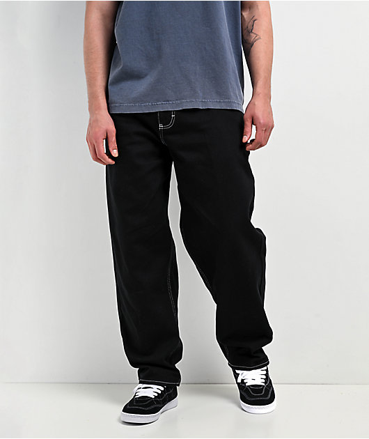 Empyre Ultra Loose Fit Embroidered Black Skate Jeans