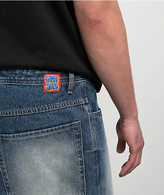 Empyre Ultra Loose Medium Blue Wash Denim Skate Shorts