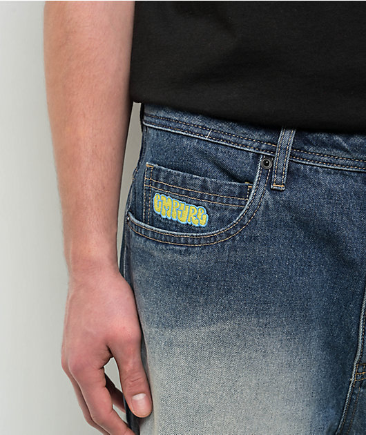 Empyre Ultra Loose Medium Blue Wash Denim Skate Shorts
