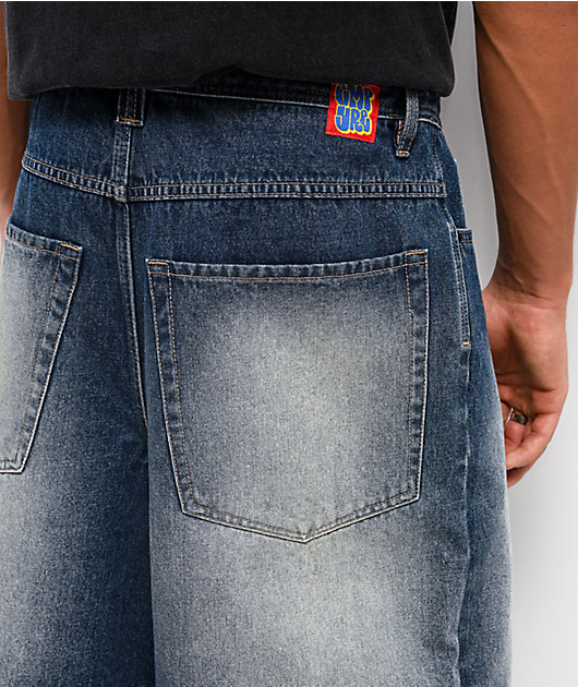 Empyre Ultra Loose Medium Blue Wash Denim Skate Shorts