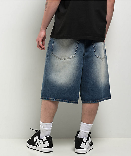Empyre Ultra Loose Medium Blue Wash Denim Skate Shorts