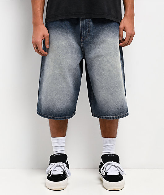 Empyre Ultra Loose Medium Blue Wash Denim Skate Shorts | Zumiez