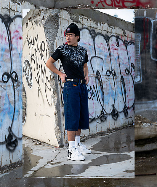 Empyre Ultra Wide Dark Blue Skate Jean Shorts