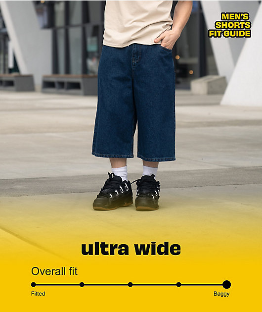 Empyre Ultra Wide Dark Blue Skate Jean Shorts