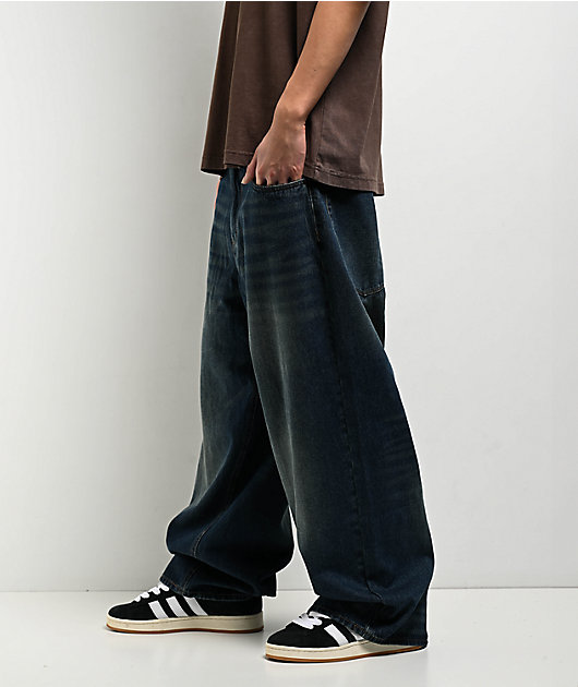 Empyre Ultra Wide Leg Bronco Wash Skate Jeans