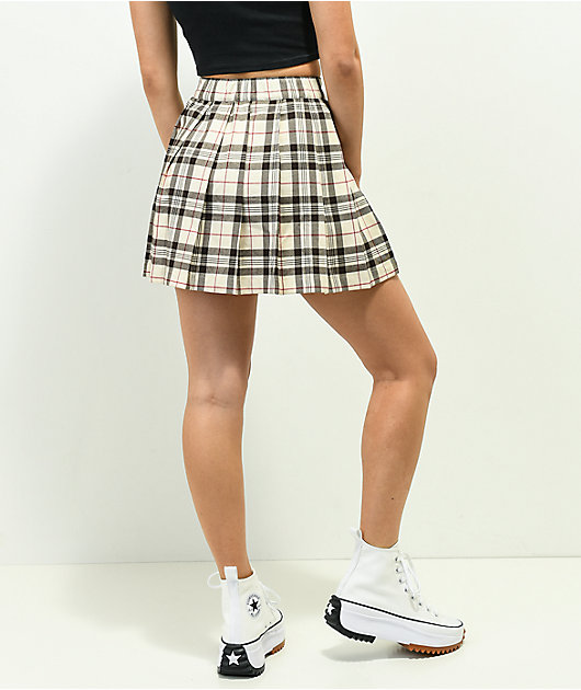 Black and white shop checkered short skirt