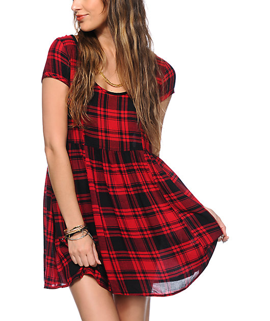 plaid babydoll dress