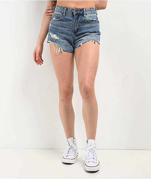 Empyre Weekend Festival Light Wash Denim Cutoff Shorts