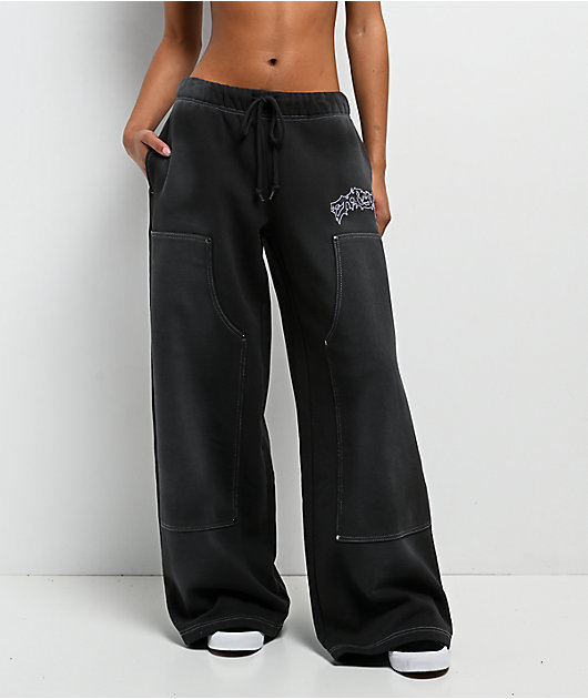 Empyre Whitney Workwear Black Wash Wide Leg Sweatpants | Zumiez