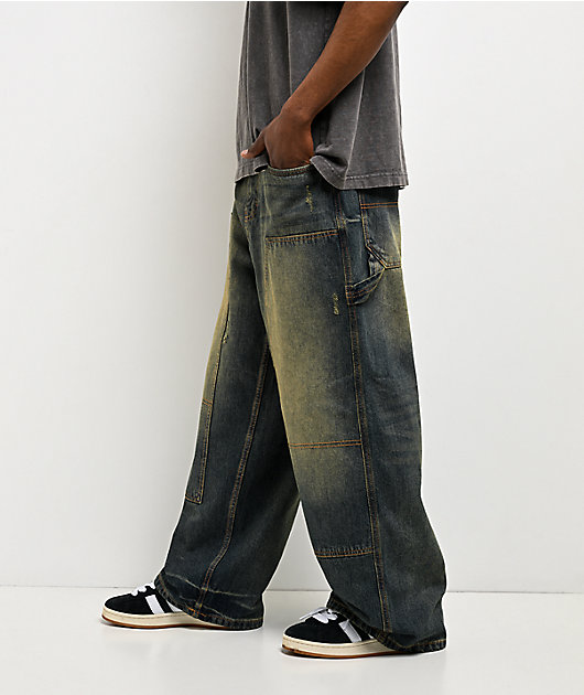 Empyre Work Ultra Wide Dirty Wash Blue Skate Jeans