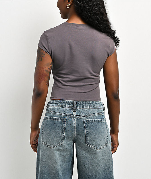 Empyre Yana Pixel Grey Crop T-Shirt
