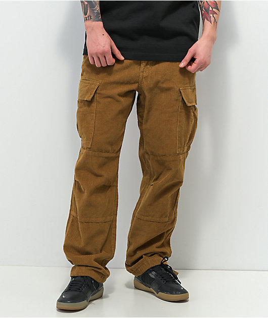 pantalones cargo de skate de pana marrón