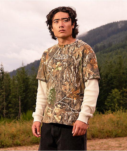 トップス WOODBLOCK LS MESH RUGGER SHIRT REAL TREE 3981 Code V Realtree Long Sleeve T-shirt - blankstyle.com