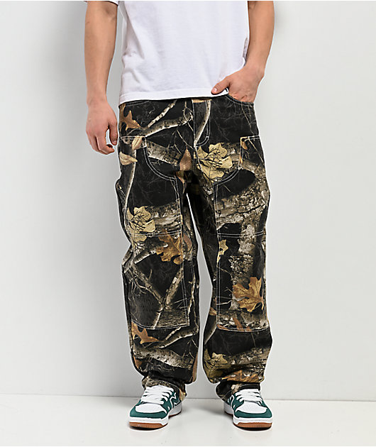 パンツ guttertm Double Layer Pants Camo baggy Empyre x Realtree EDGE Colors Double Knee Black Camo Canvas Loose