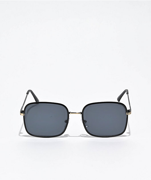 Etched Lens Square Black Sunglasses