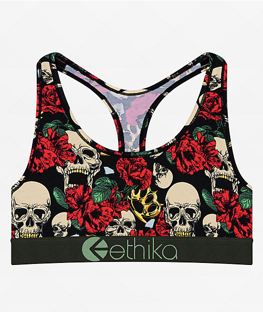 Ethika Brass Roses Sostén deportivo negro