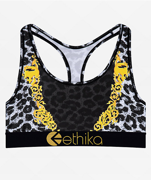 Ethika Columbo sostén deportivo negro y dorado