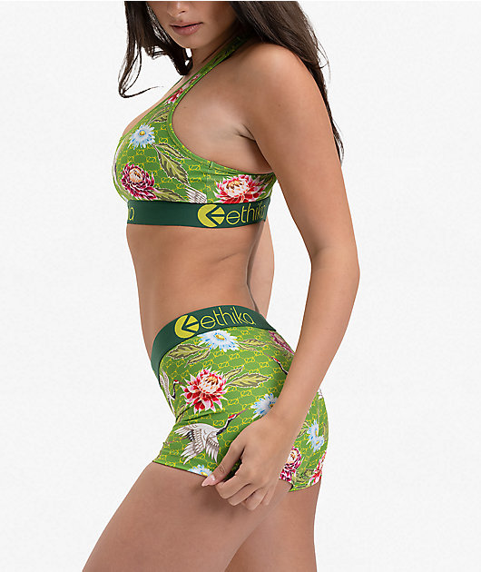 Ethika Crane Heritage Green Boyshort Underwear
