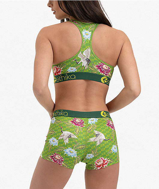 Ethika Crane Heritage Green Boyshort Underwear