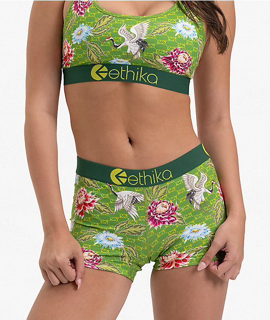 Ethika Crane Heritage Green Boyshort Underwear