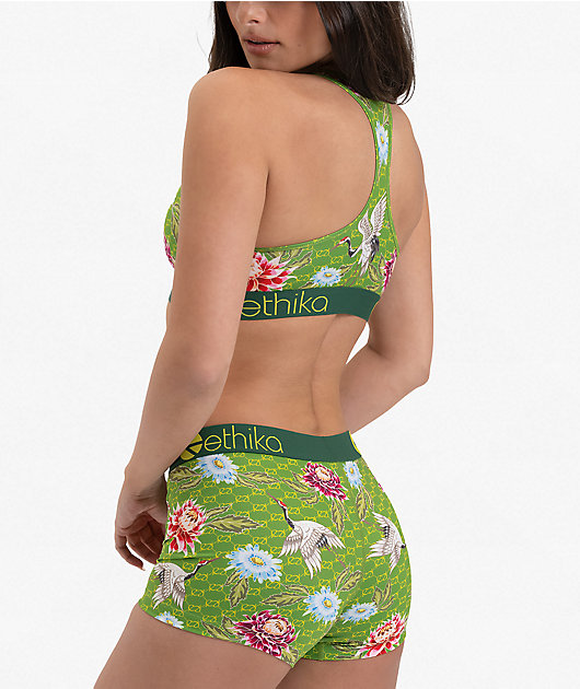 Ethika Crane Heritage Green Sports Bra
