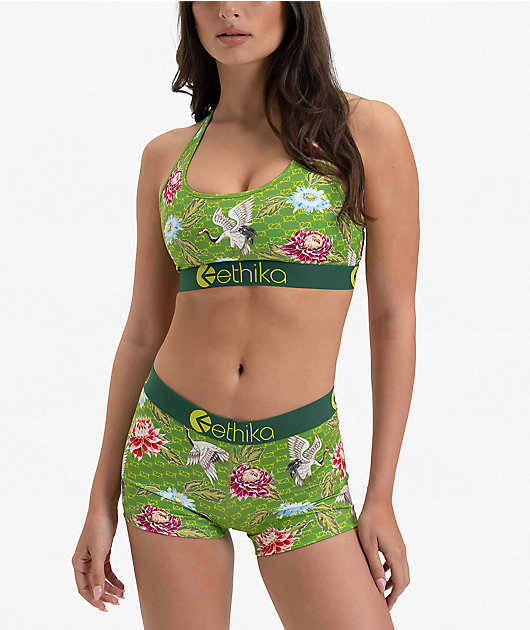 Ethika Crane Heritage Green Sports Bra