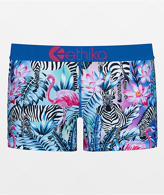 Ethika Zebra Paradise ropa interior azul estilo boyshort