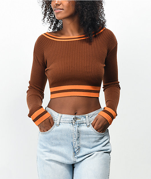 Orange cropped outlet sweater