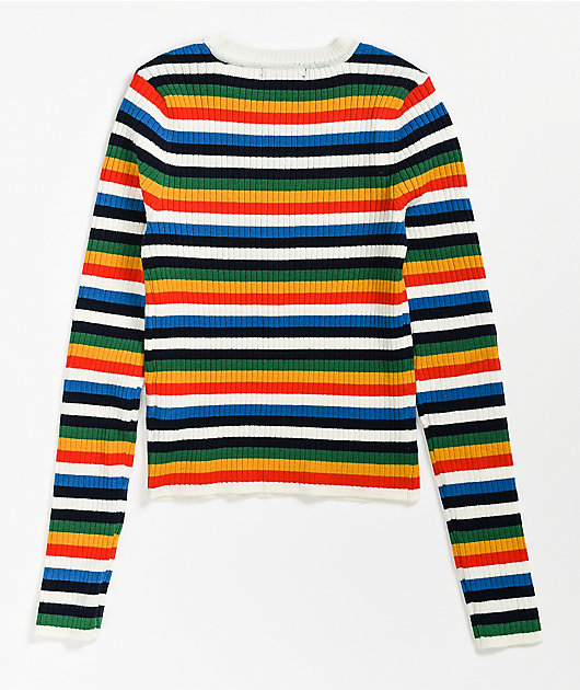 Ethos Skimmer Multi Stripe Crewneck Sweater
