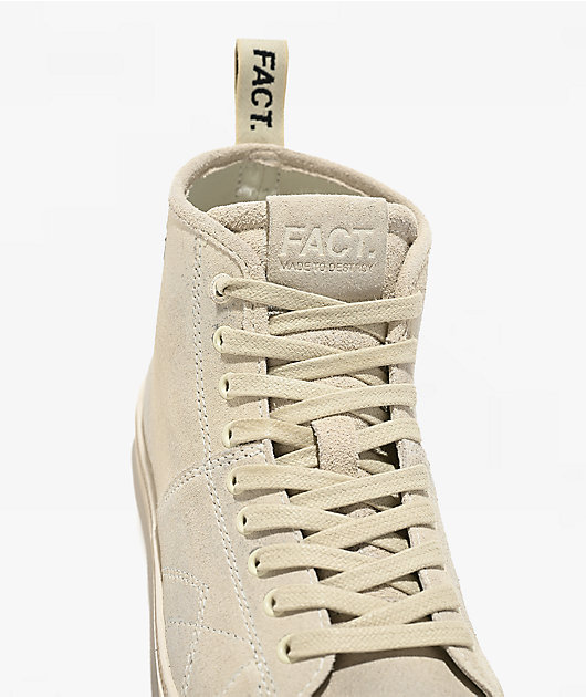 FACT. CNTRL Monkey Dirty White Suede Skate Shoes