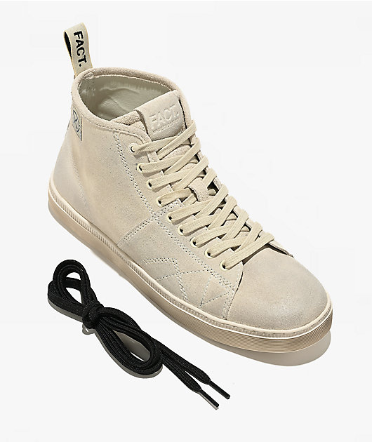 FACT. CNTRL Monkey Dirty White Suede Skate Shoes