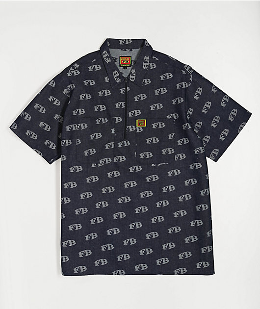 トップス made in USA  FB country shirt ea FBCountyShortSleeveZipShirt-