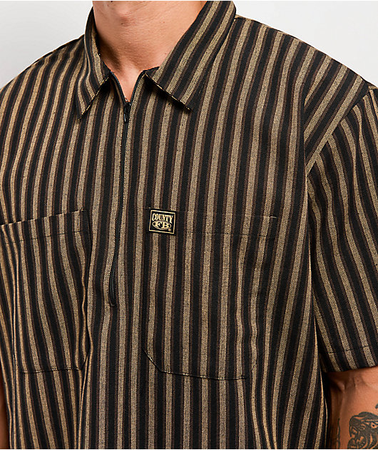 トップス FB County FB County Black & Tan Stripe Quarter Zip Shirt | Zumiez