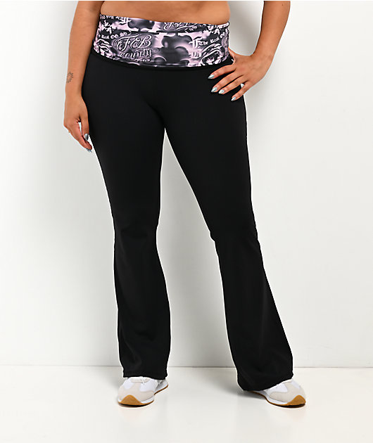 FB County Black Fold Over Flare Leggings