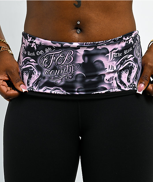 FB County Black Fold Over Flare Leggings