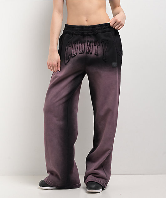 FB County Bleach Dye Black Pink Sweatpants