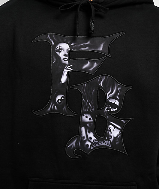 FB County Bold Embroidery Black Hoodie | Zumiez