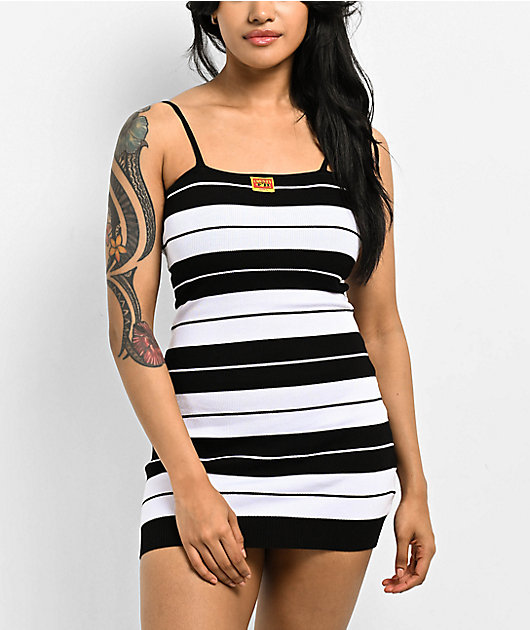 White striped shop bodycon dress