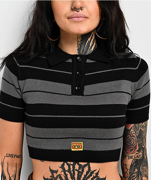 Black cropped polo store shirt