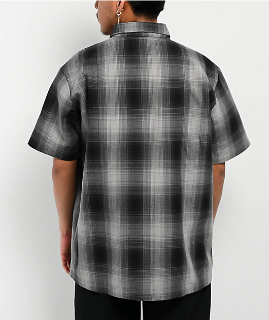 さ FB COUNTY チェッカーシャツ Sサイズ グレー系 FB County Checker Black & Grey Half Zip Short Sleeve Shirt