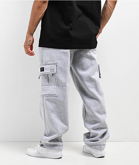 FB County Contrast Grey Cargo Sweatpants