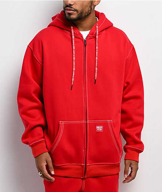 FB County Contrast Red Zip Hoodie | Zumiez