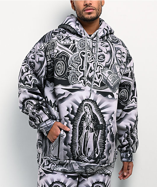 fb county カバーオール FB County Graffiti Grey Heavyweight Hoodie | Zumiez
