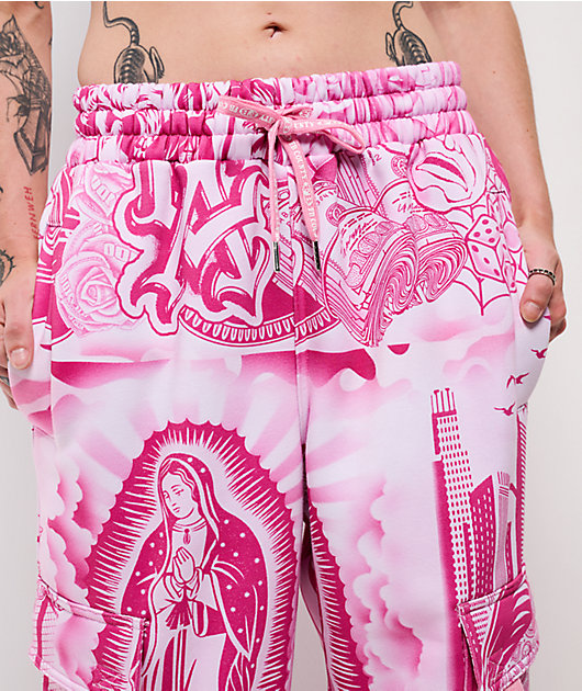 FB County Graffiti Pink Cargo Sweatpants