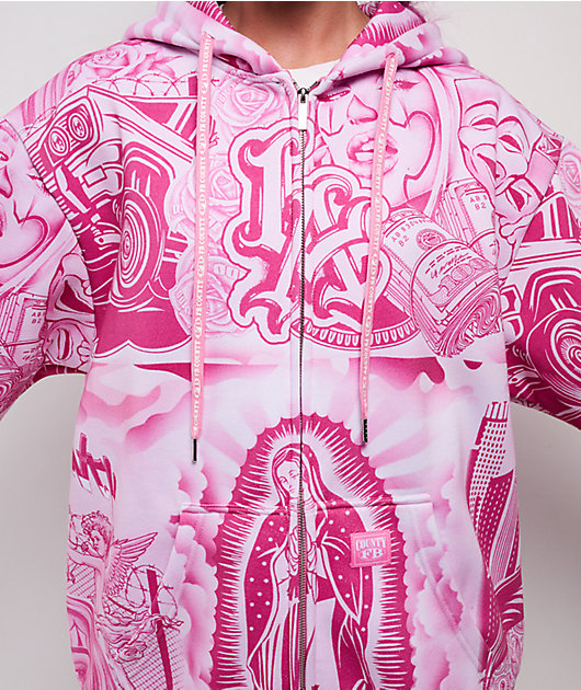 FB County Graffiti Pink Zip Hoodie