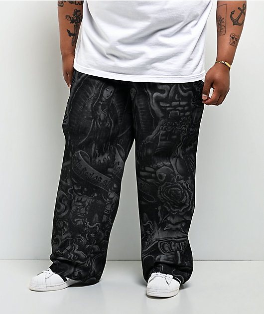 FB County Inked Up Black Baggy Denim Jeans | Zumiez