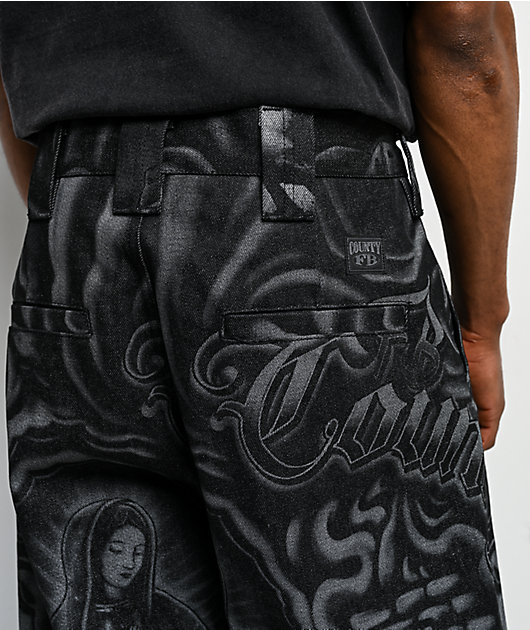FB County Inked Up Black Baggy Denim Jeans | Zumiez